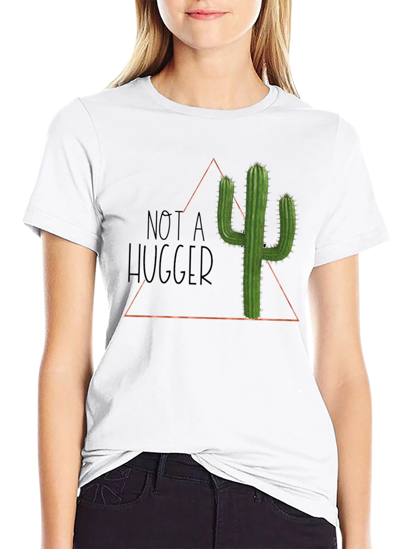 Black Not A Hugger Cactus Graphic T-Shirt - Soft Cotton Tee view 9