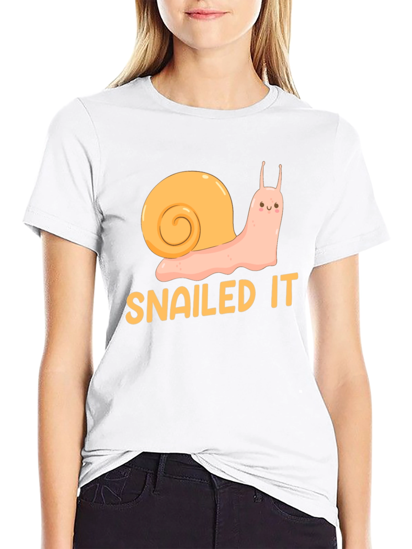 Black Snailed It! Funny Snail Graphic T-Shirt - Black Cotton Tee view 9