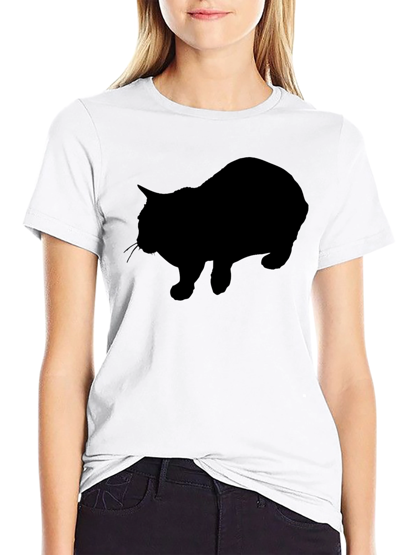 Black Black Cat Silhouette Graphic T-Shirt view 9