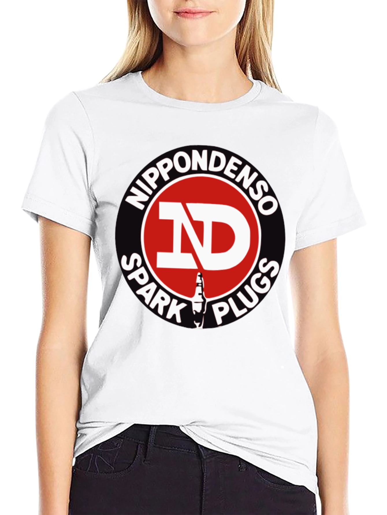 Black Nippondenso Spark Plugs Graphic T-Shirt view 9