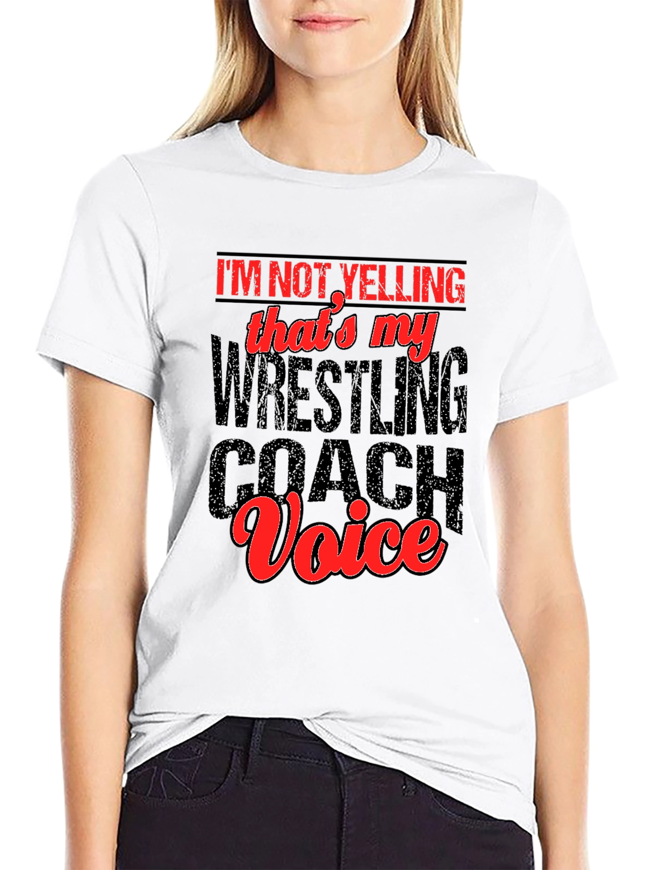 Black Wrestling Coach Voice T-Shirt - Funny Gift Idea view 9