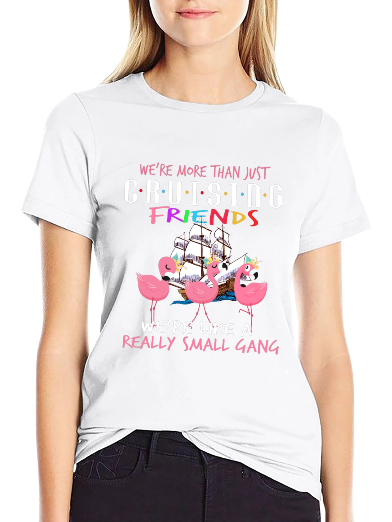 Black Cruising Friends Flamingo Graphic Tee view 9