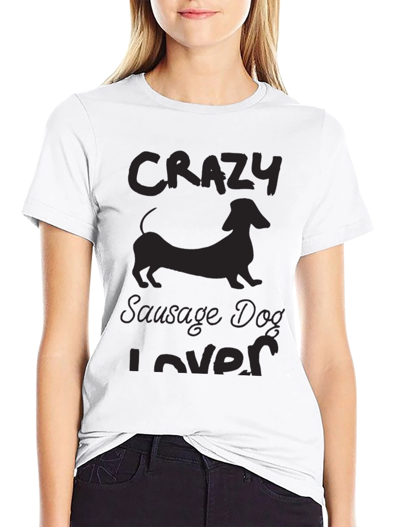 Black Crazy Sausage Dog Lover T-Shirt view 9