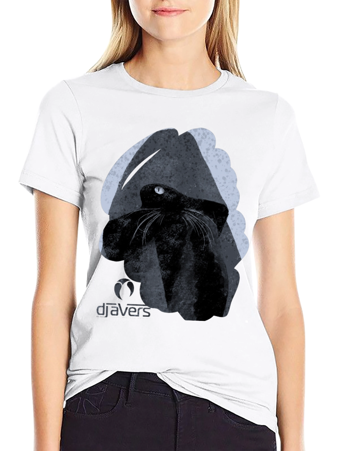Black Black Cat Graphic Tee - Cool Artistic Design view 9