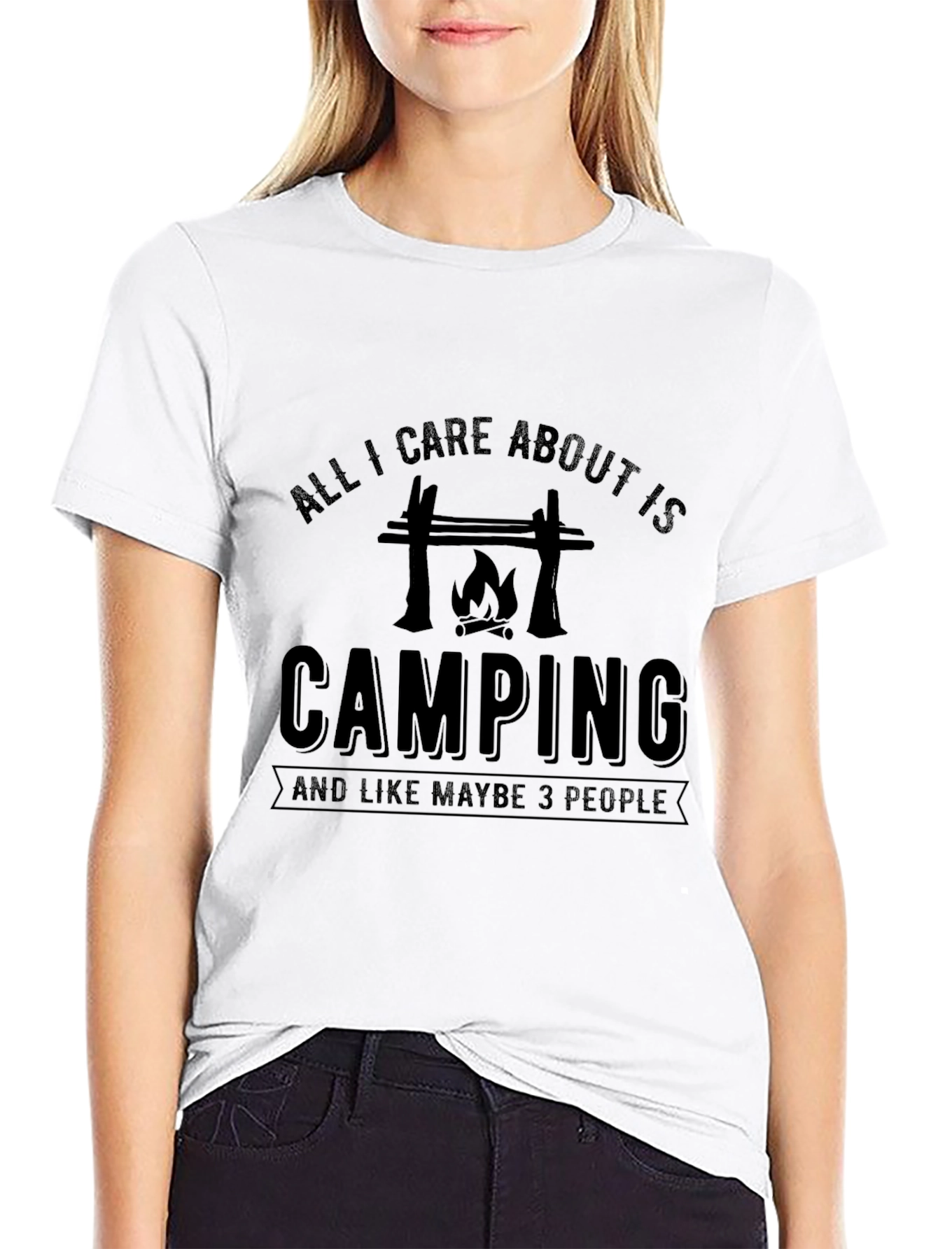 Black Camping Lover Graphic Tee - "All I Care About Is Camping" view 9