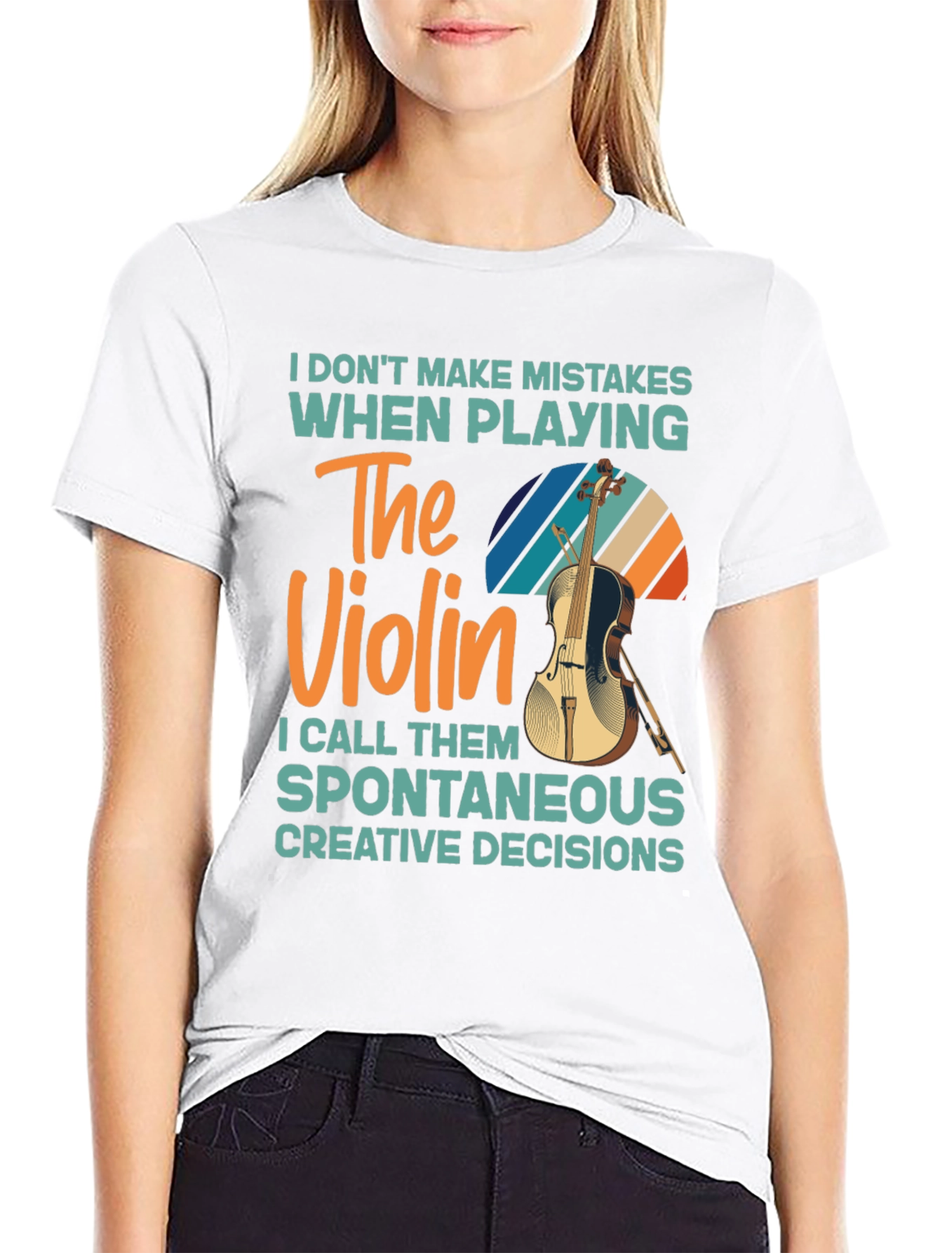 Black Violin Player T-Shirt - No Mistakes Just Creative Decisions view 9