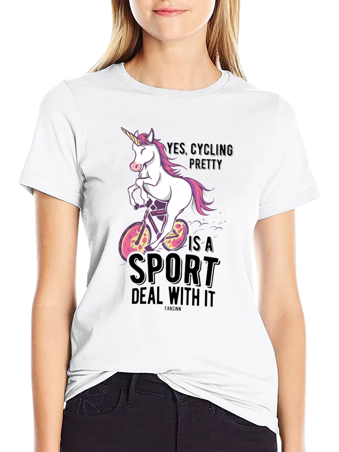 Black Cycling Unicorn T-Shirt - Yes Cycling Pretty Is A Sport view 9