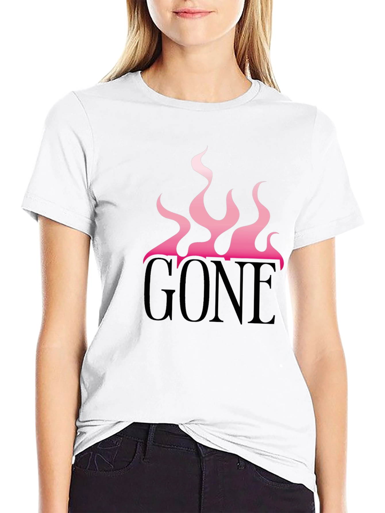 Black GONE Graphic Tee - Pink Flames Black T-Shirt view 9
