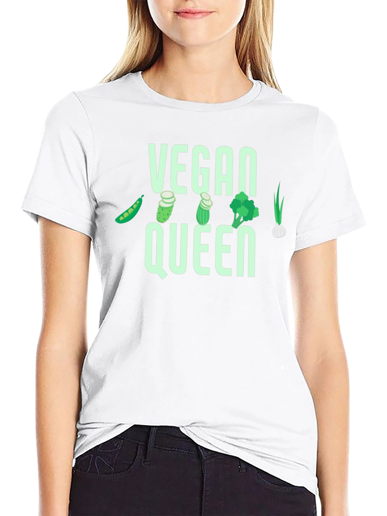 Black Vegan Queen T-Shirt - Vegetable Graphic Tee view 9