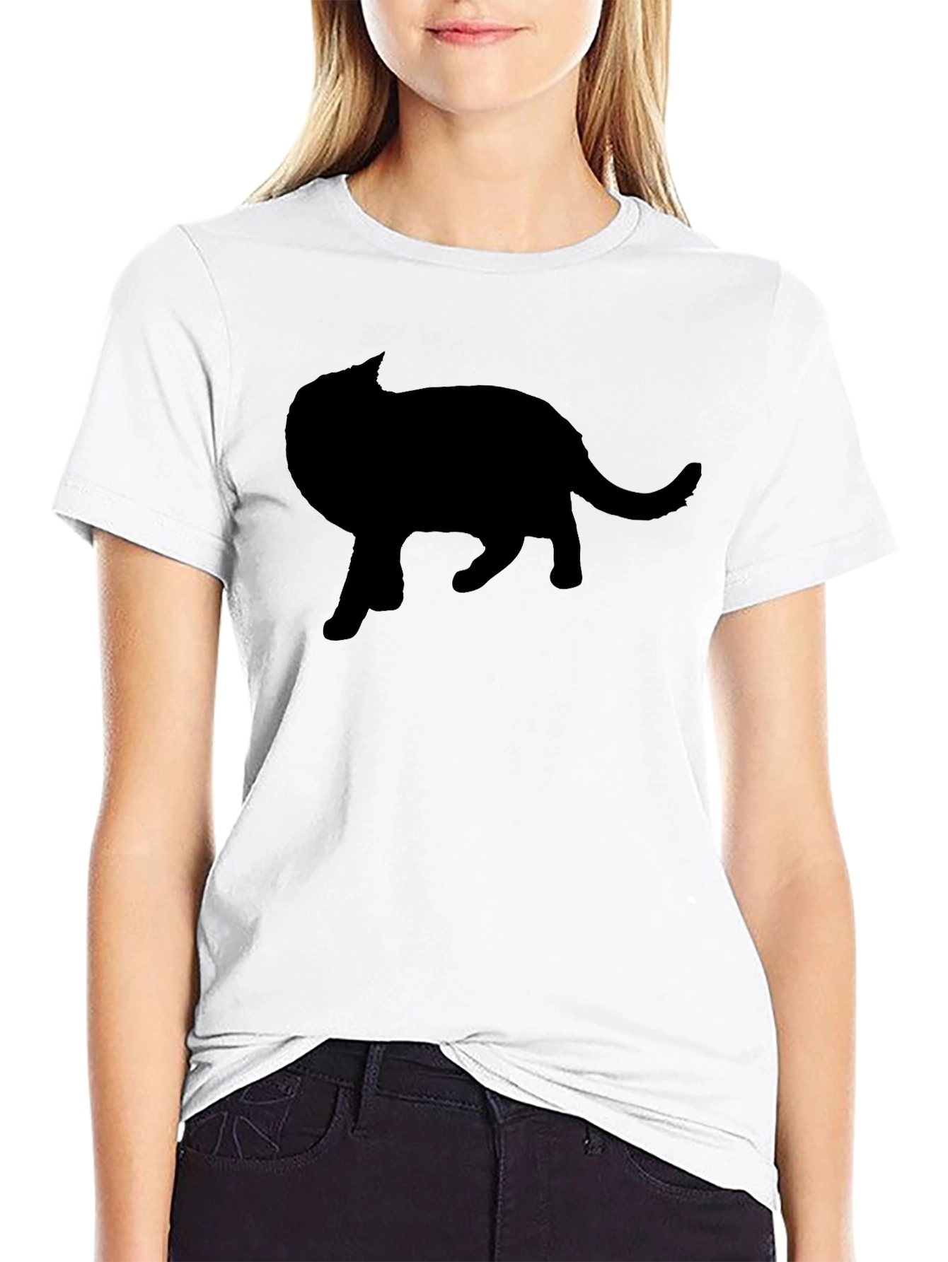 Black Black Cat Silhouette Graphic Tee - Men's Crew Neck view 9