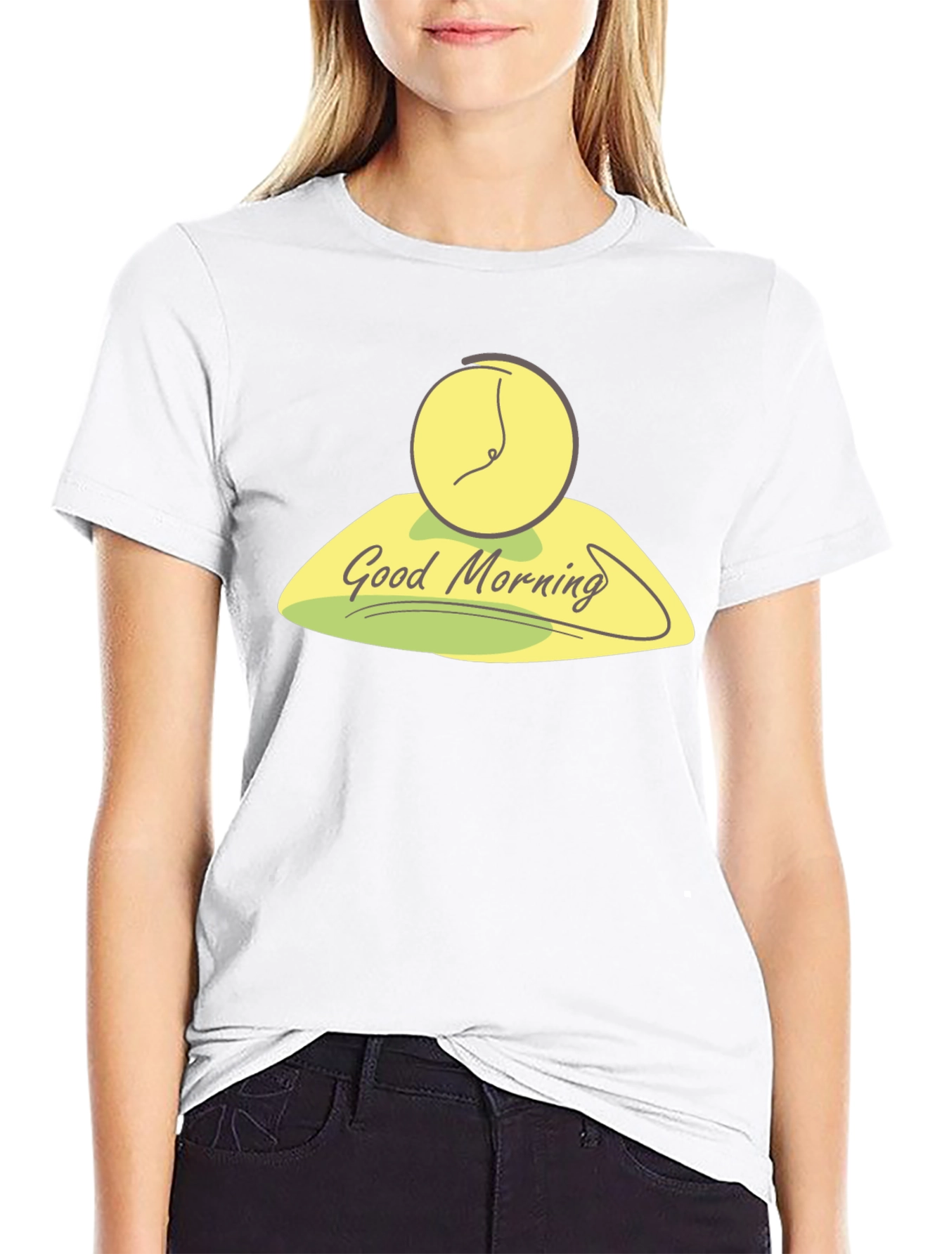 Black Good Morning Clock Graphic Tee - Stylish Black T-Shirt view 9