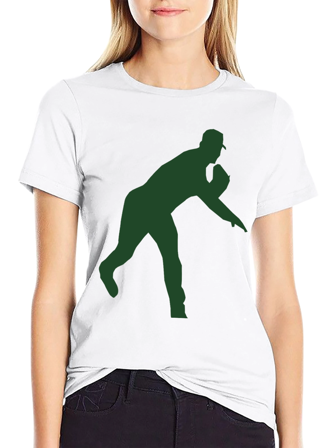 Black Baseball Pitcher Silhouette T-Shirt view 9
