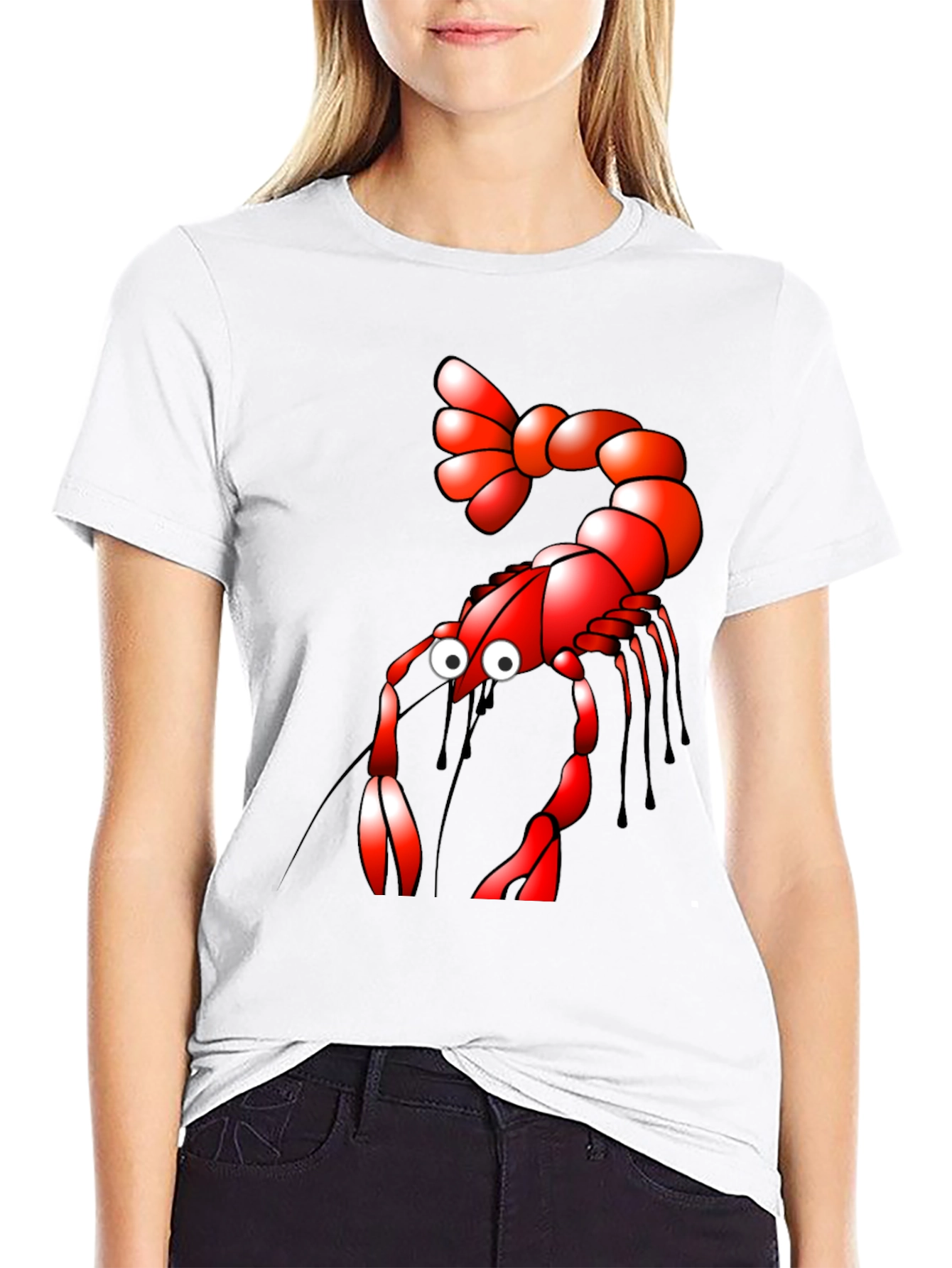 Black Shrimp Cartoon Graphic Tee - Black view 9