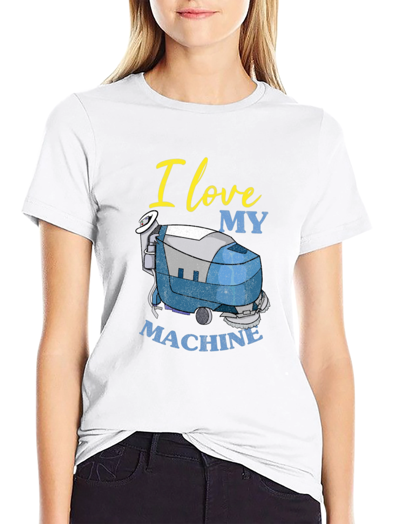 Black I Love My Machine T-Shirt - Cleaning Crew Apparel view 9