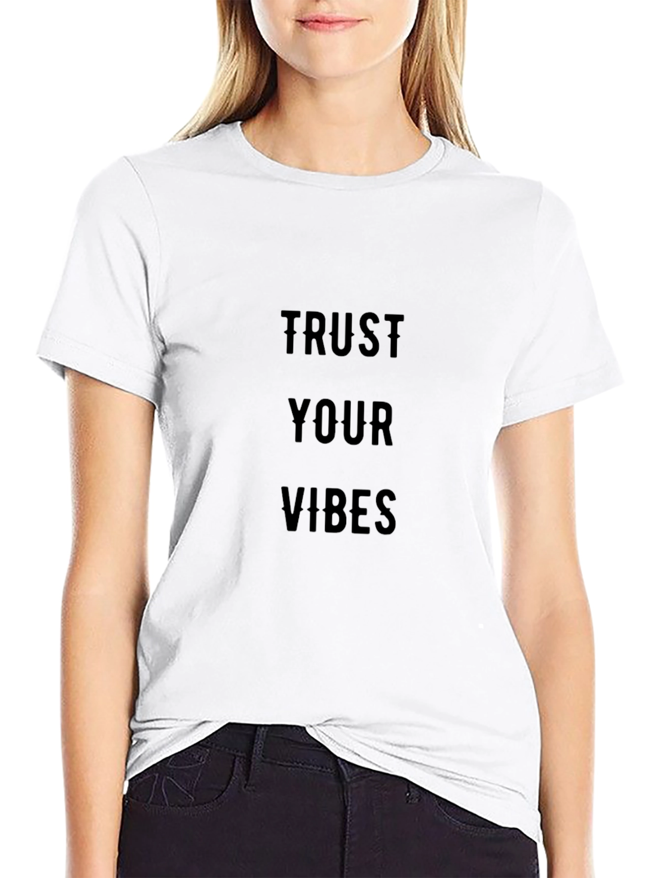 Black Trust Your Vibes Black Graphic Tee view 9