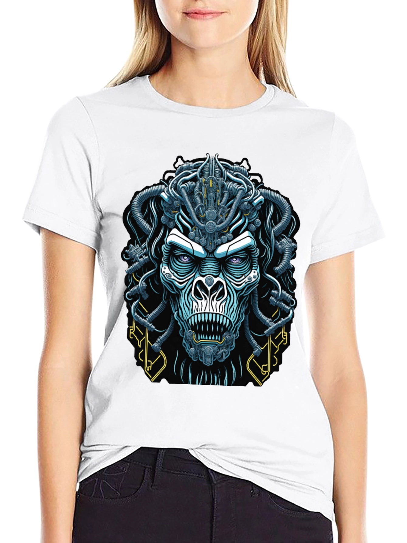 Black Cyberpunk Gorilla Graphic Tee - Bold Black view 9