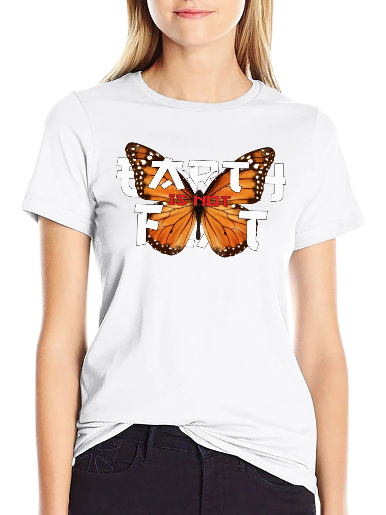 Black Earth is NOT Flat Butterfly Graphic Tee view 9