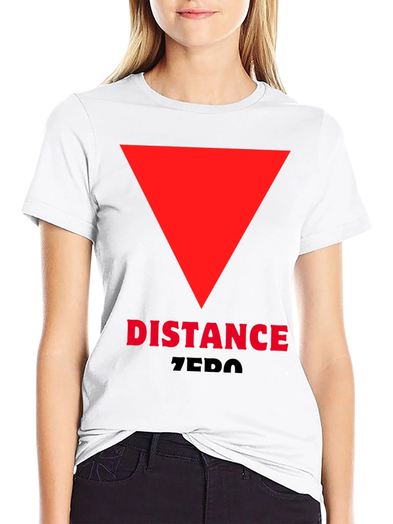 Black Distance Zero T-Shirt - Red Triangle Design view 9