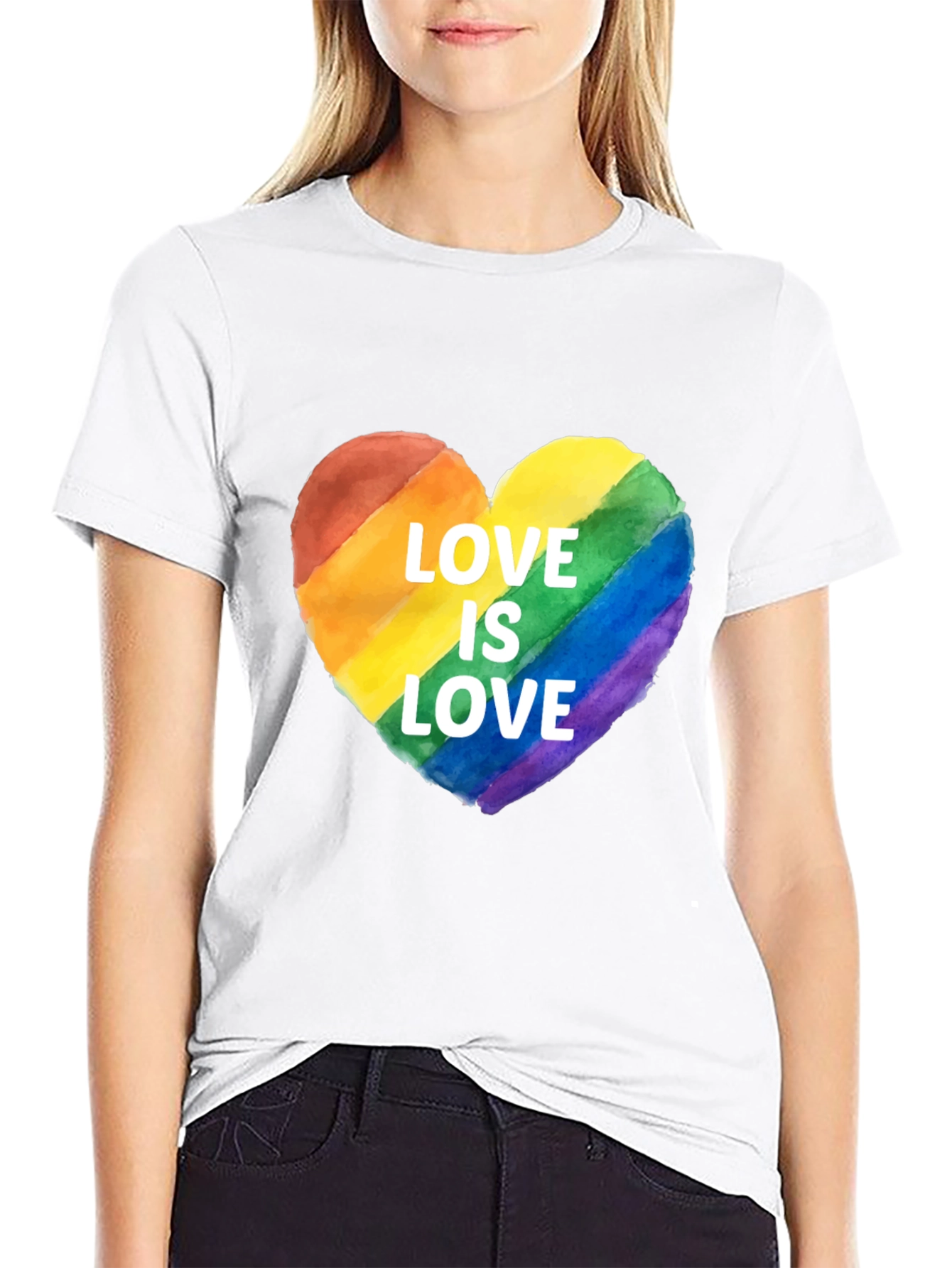 Black Love Is Love Rainbow Heart T-Shirt view 9