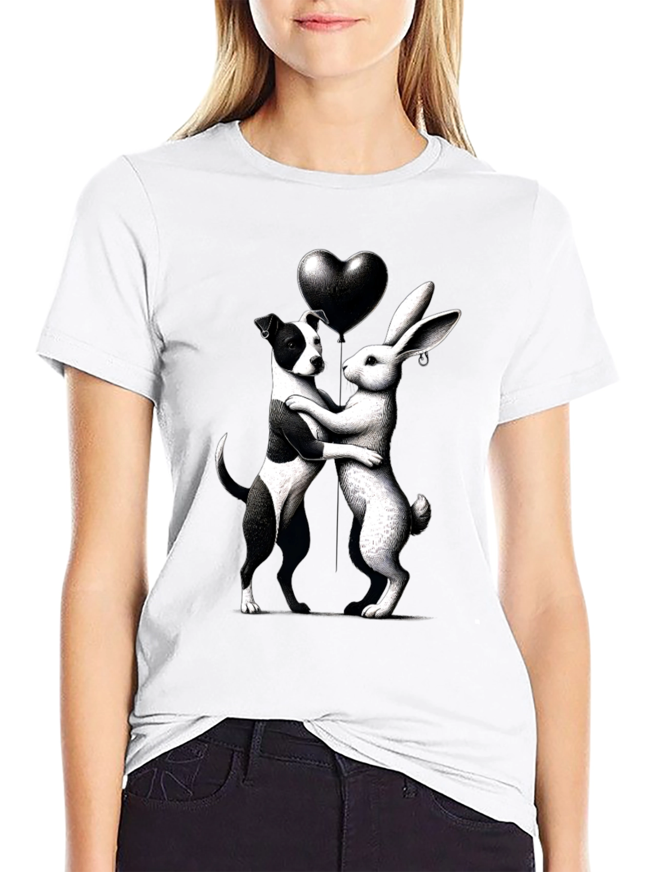 Black Dog & Rabbit Heart Graphic Tee view 9