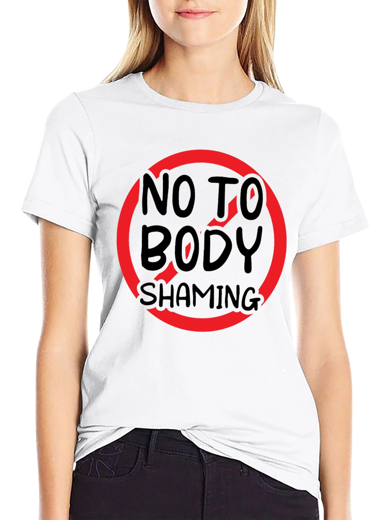 Black No Body Shaming T-Shirt: Black, Graphic Tee view 9