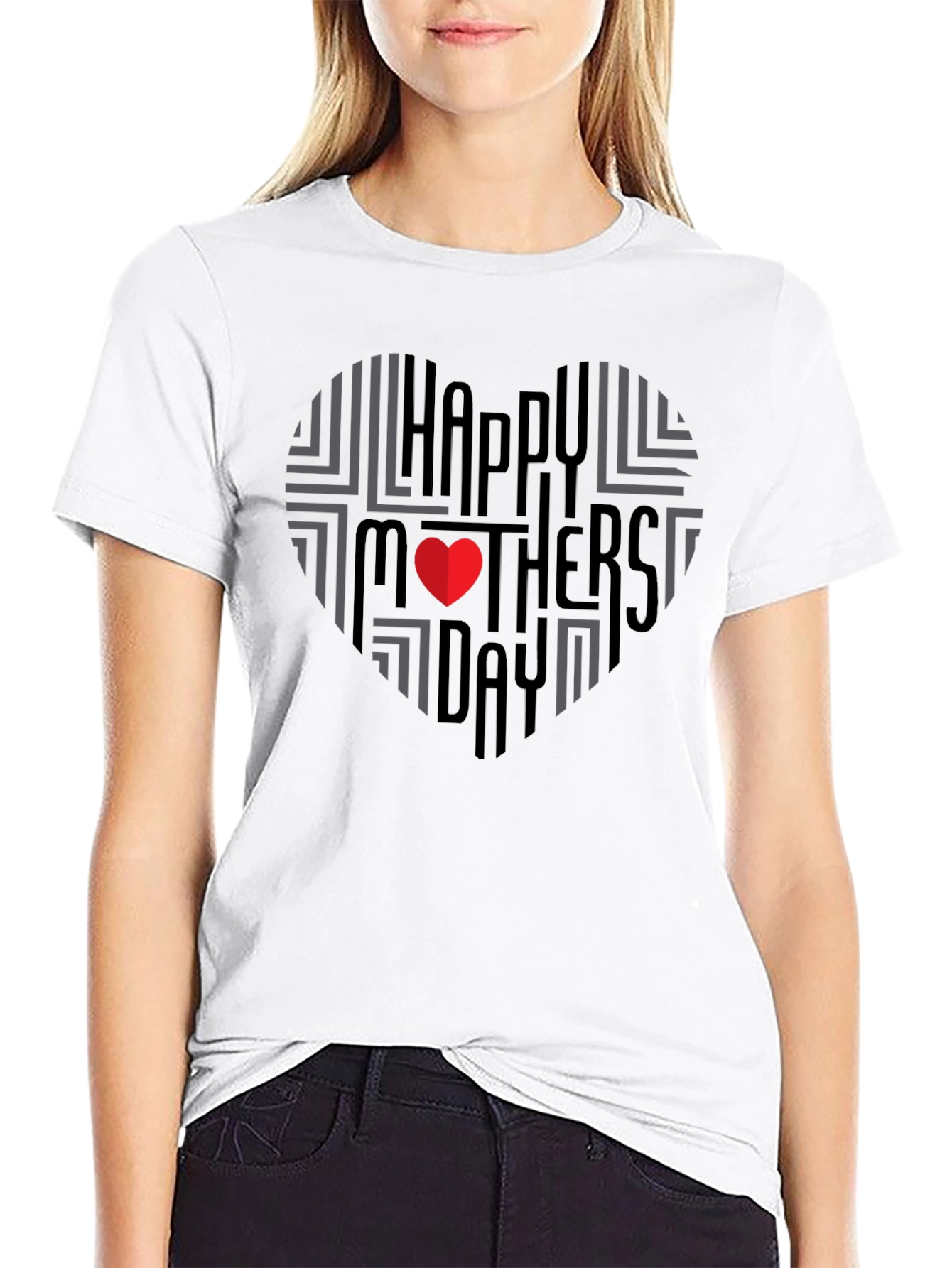 Black Happy Mother's Day Heart T-Shirt - Black view 9