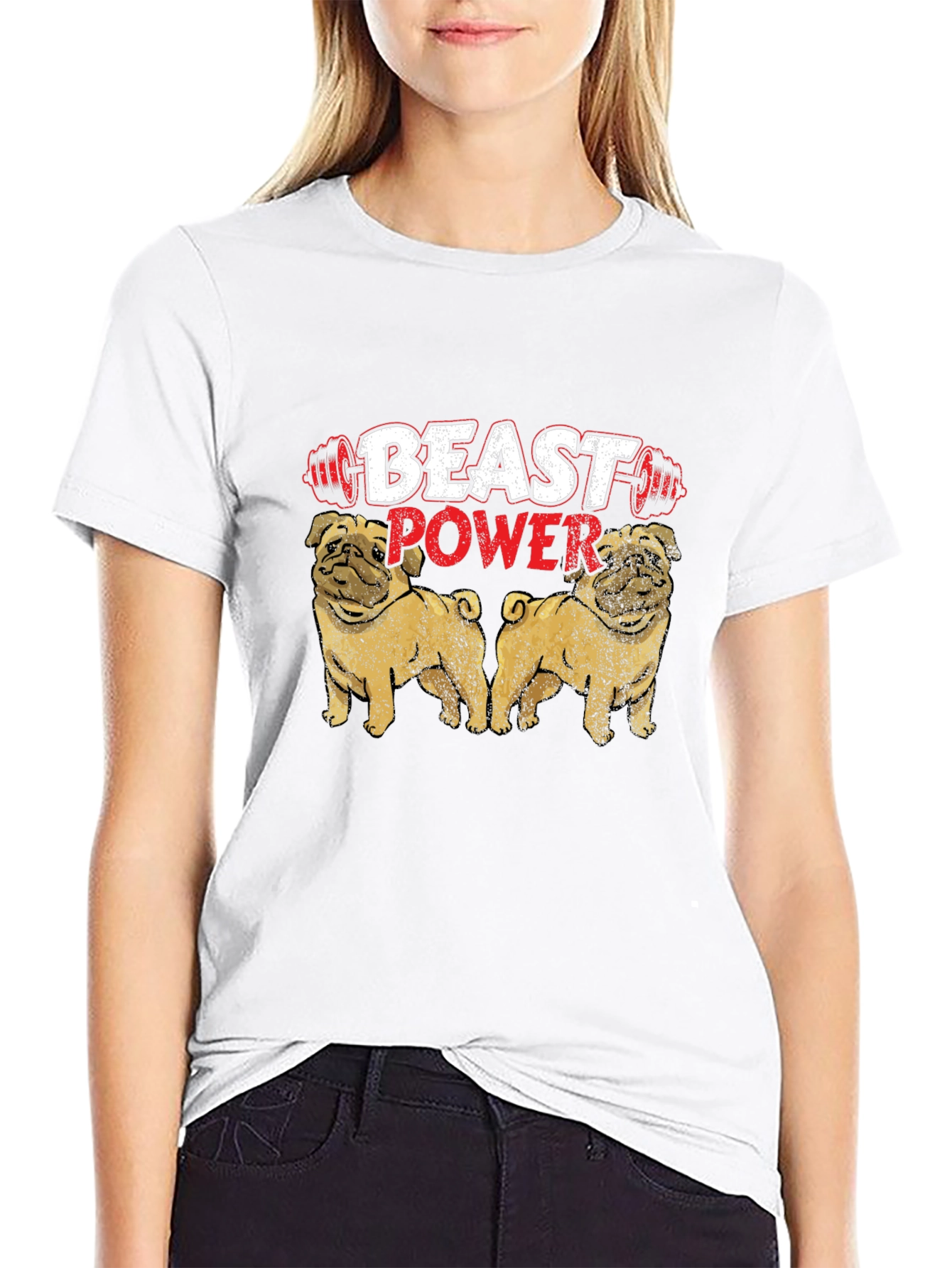 Black Beast Power Pug Graphic Tee view 9