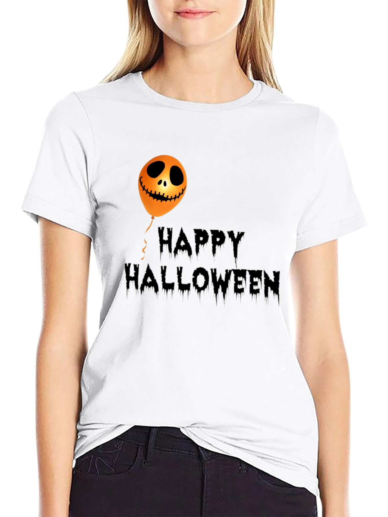 Black Happy Halloween Graphic T-Shirt - Spooky Season Apparel view 9