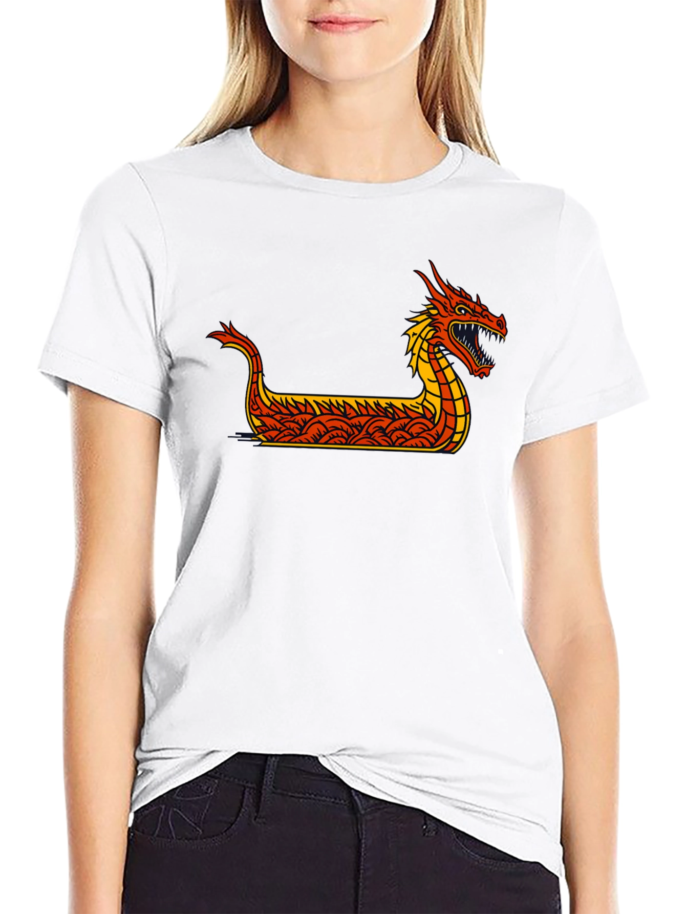 Black Dragon Boat Graphic Tee - Black view 9