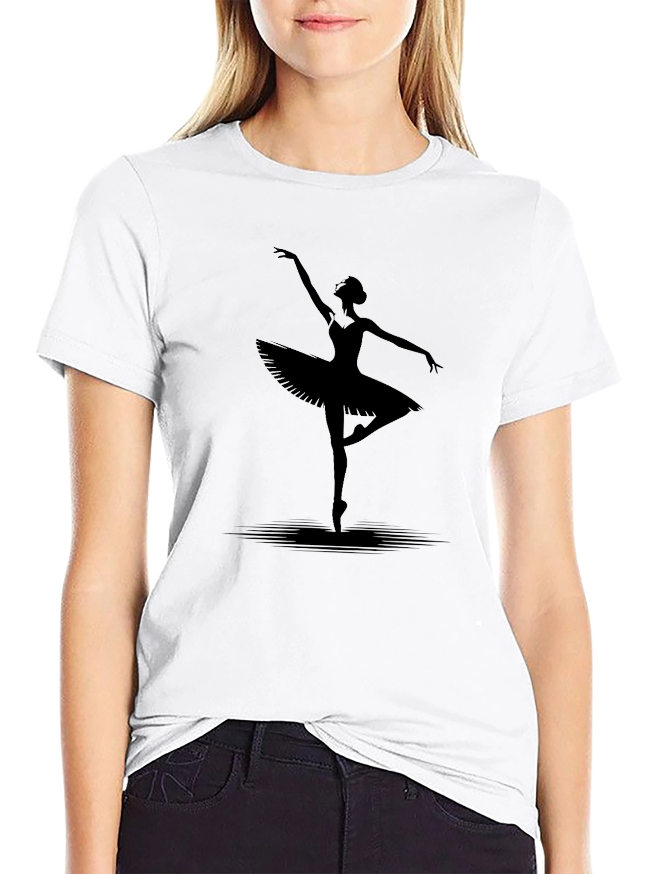 Black Ballerina Silhouette Black Tee view 9