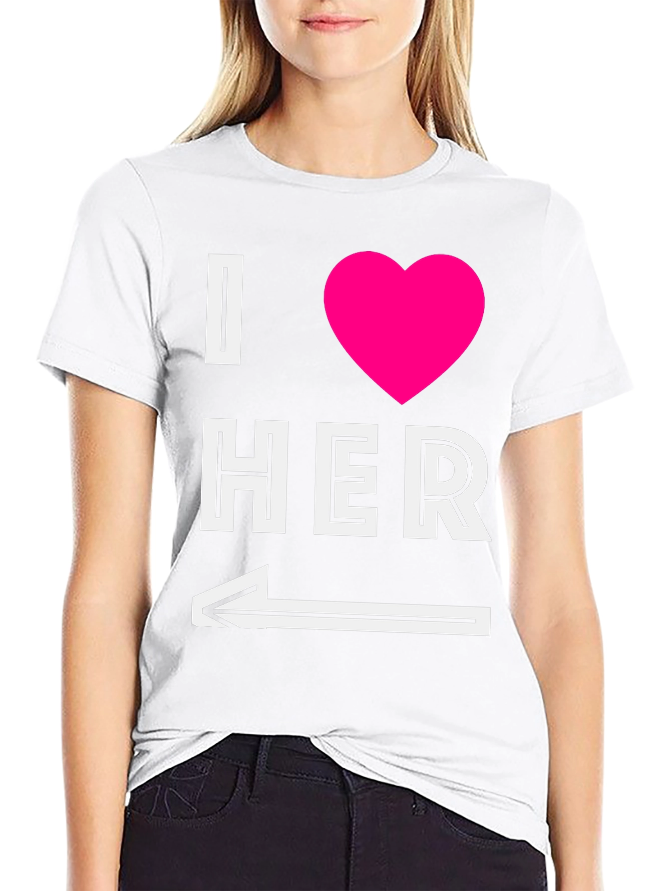 Black I Heart Her T-Shirt with Arrow Graphic view 9