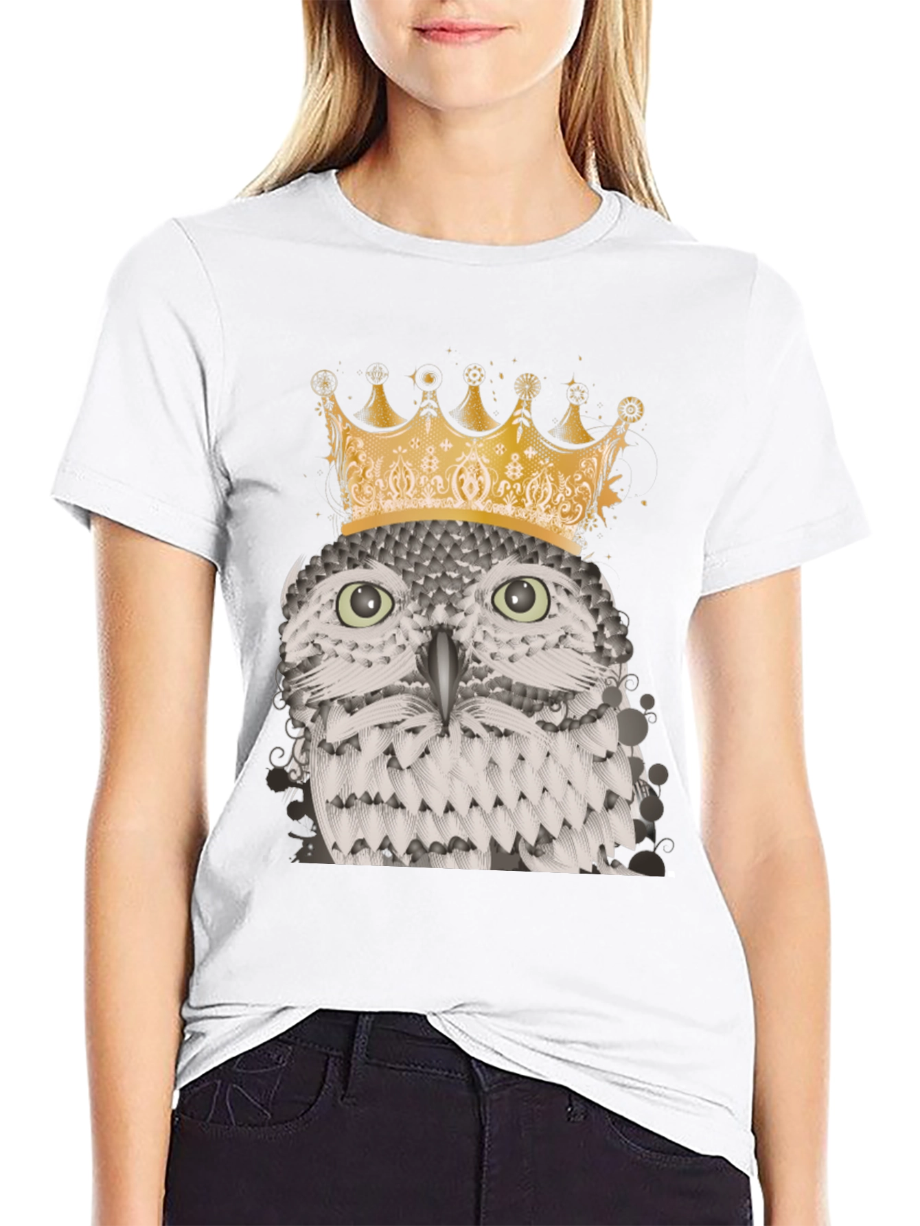 Black Owl King Graphic Tee - Black Cotton Blend T-Shirt view 9