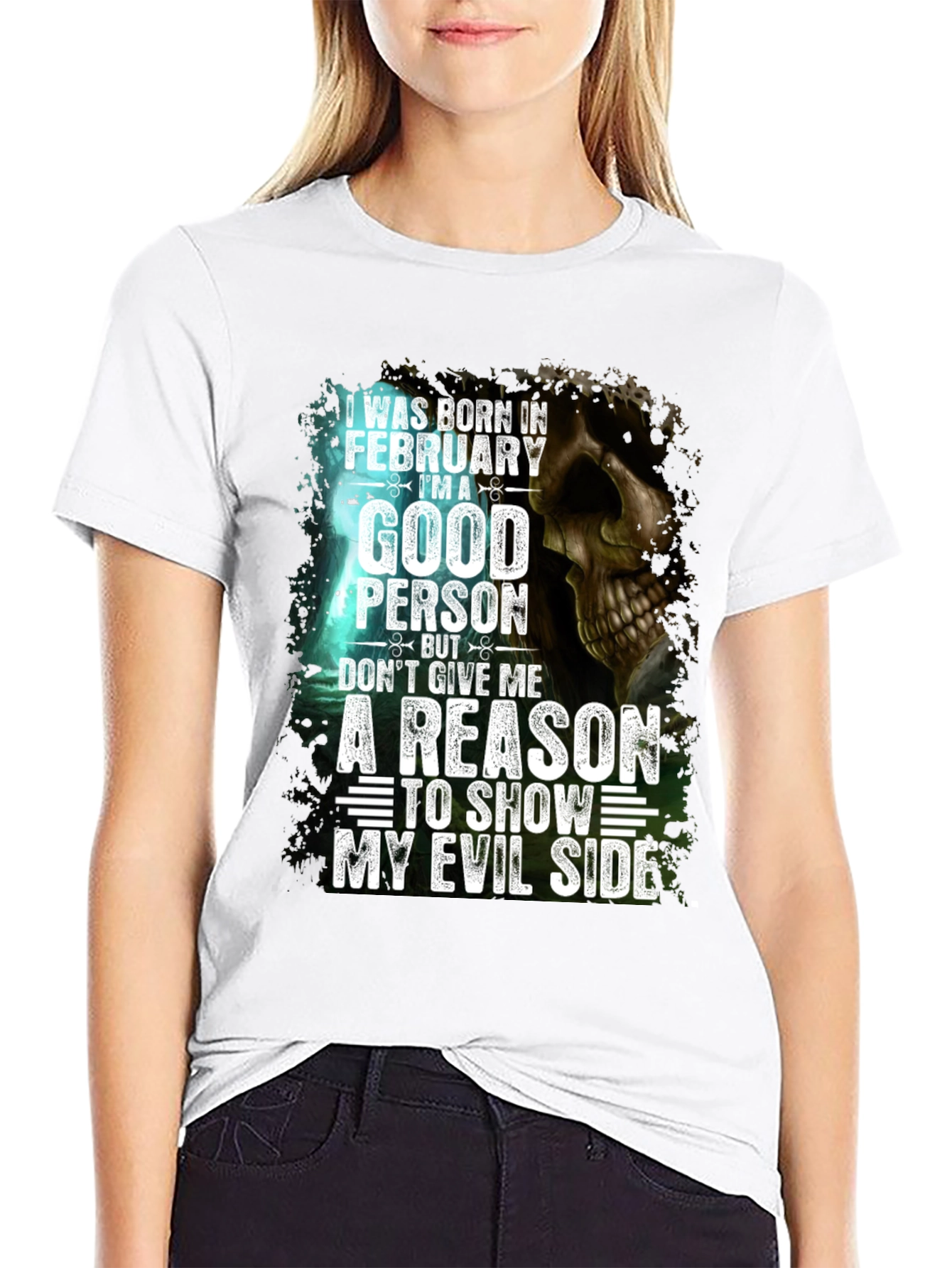 Black February Good Person Evil Side Graphic Tee view 9