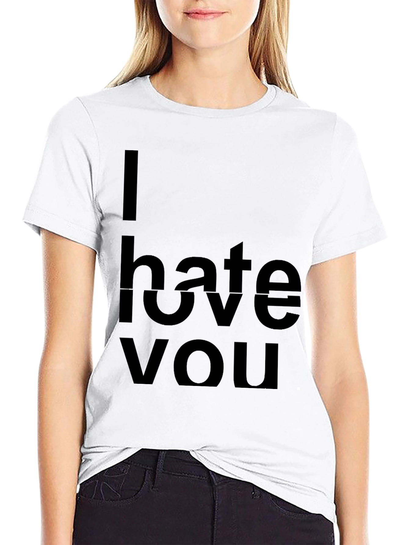 Black I Hate Love You Graphic T-Shirt - Black view 9