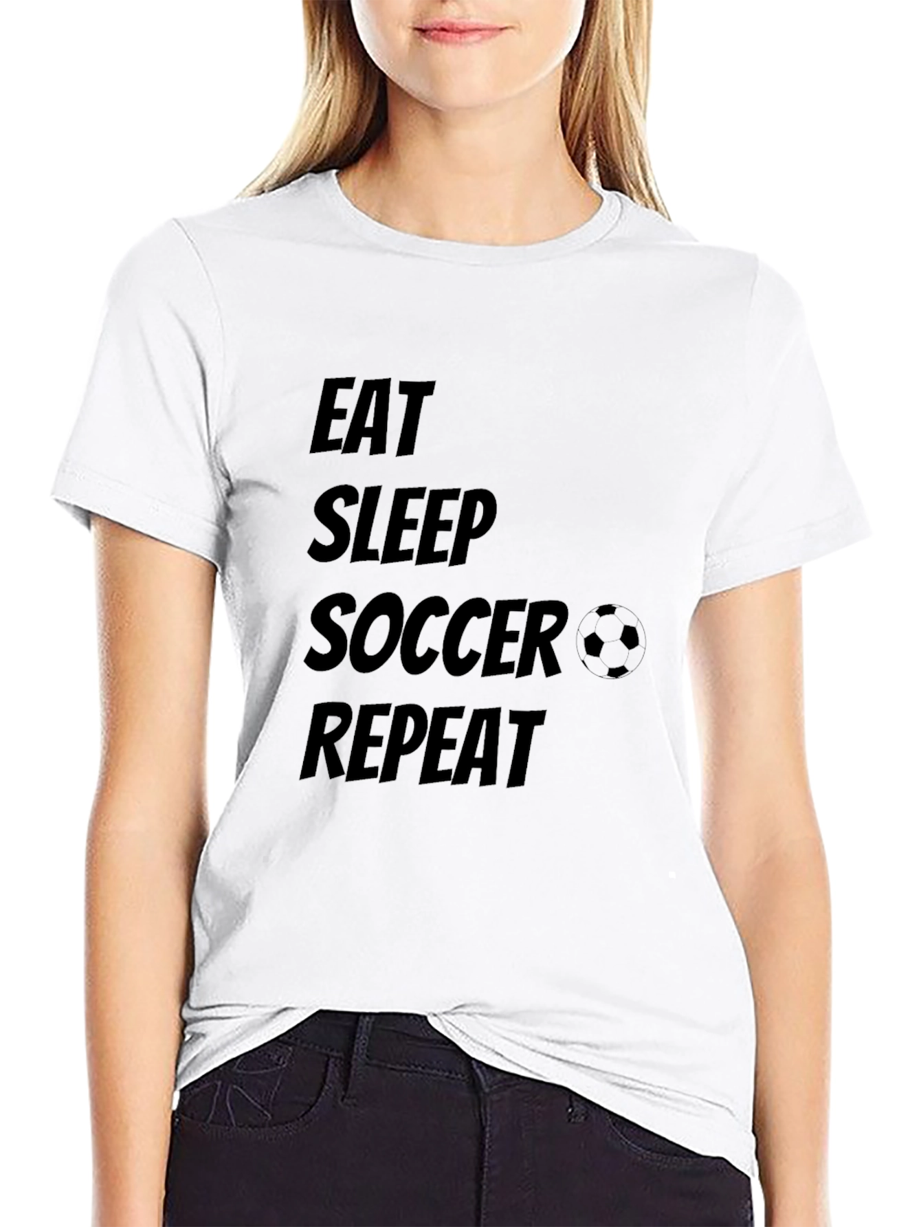 Black Eat Sleep Soccer Repeat Graphic Tee view 9