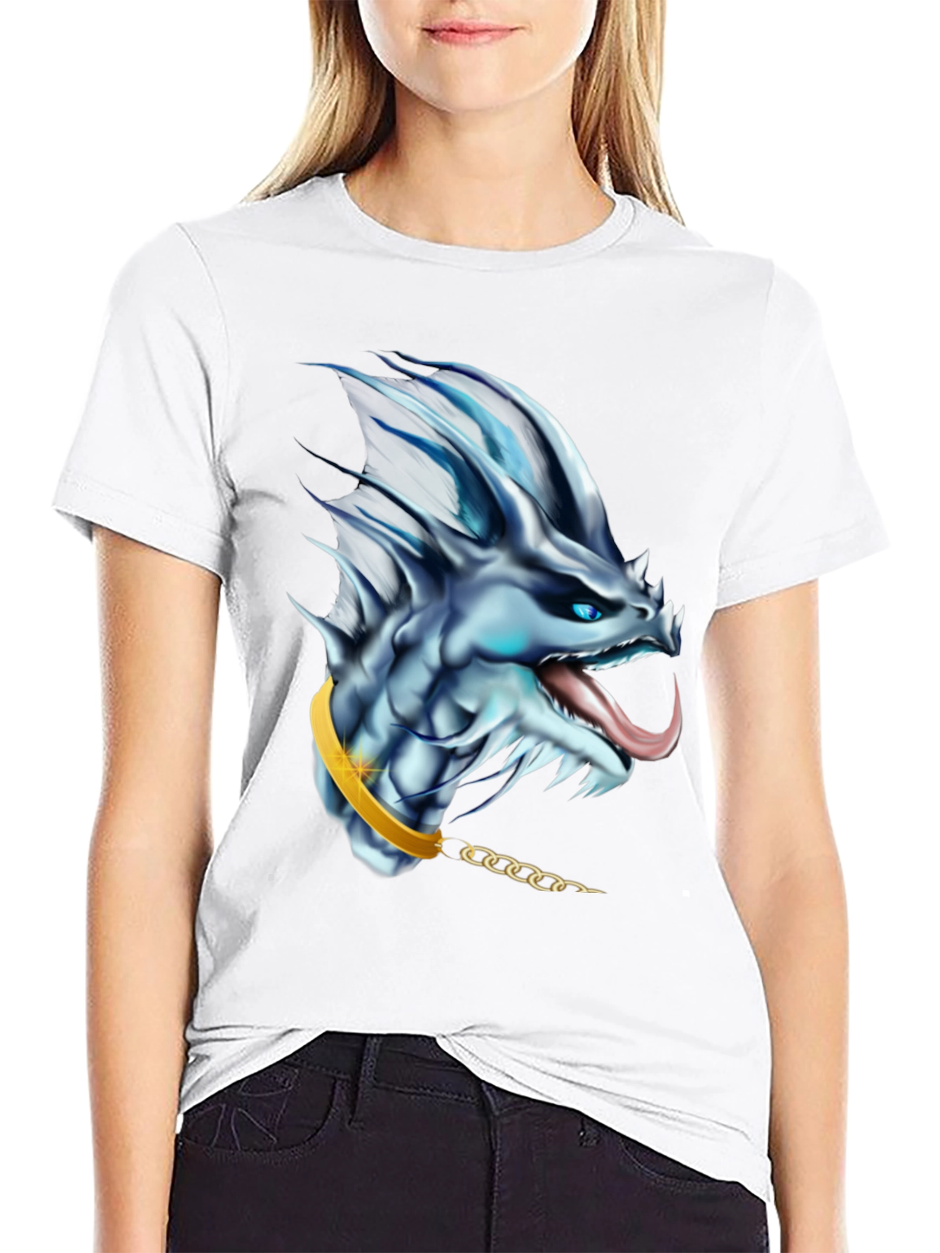 Black Dragon Head Graphic Tee - Fantasy T-Shirt view 9