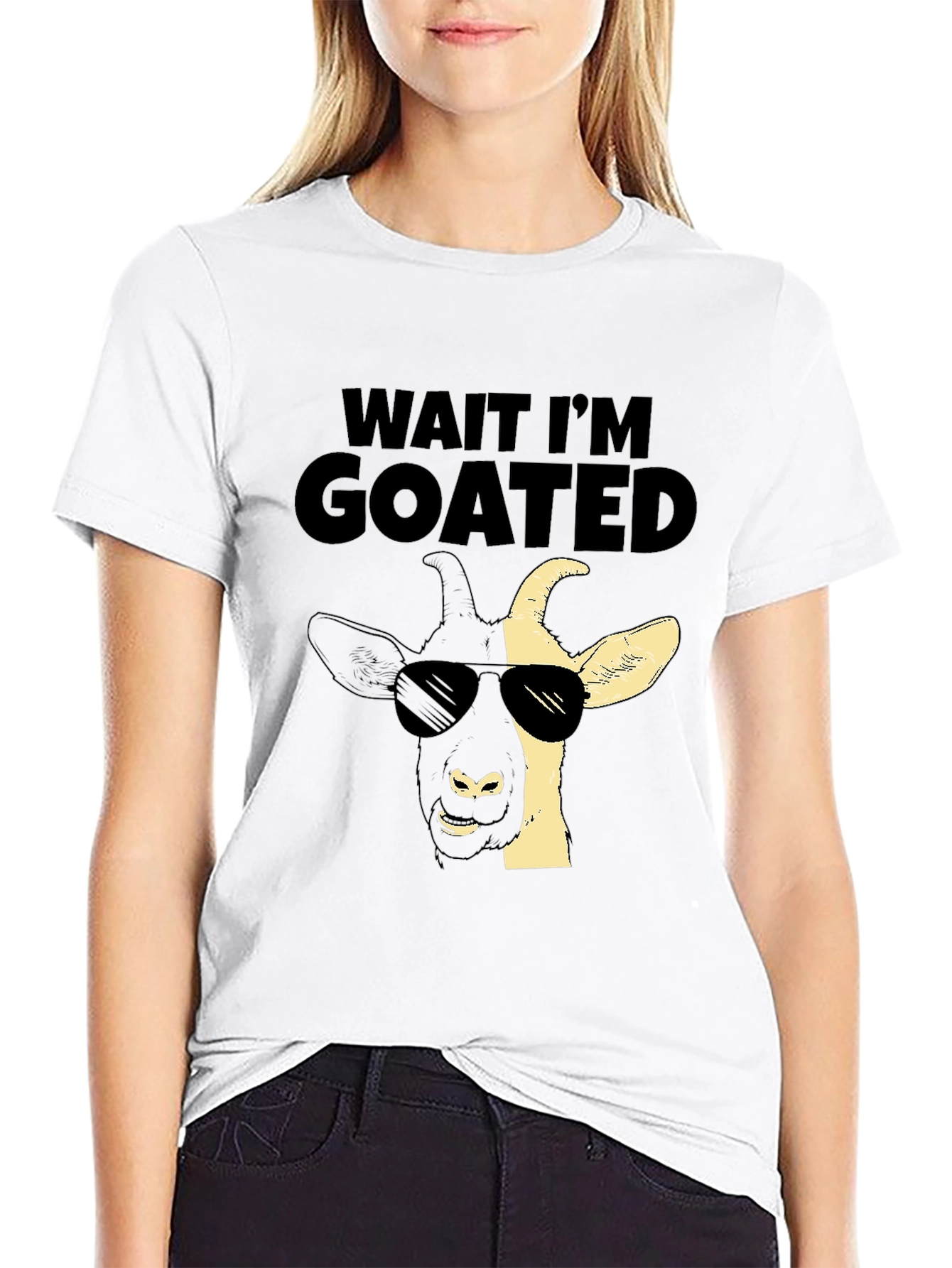 Black Wait I'm GOATED T-Shirt - Cool Goat Design view 9