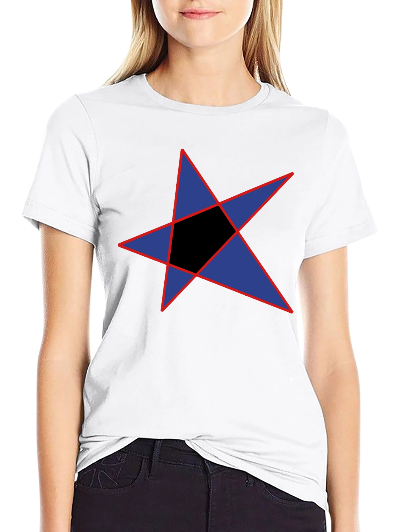 Black Abstract Star Graphic Black T-Shirt view 9