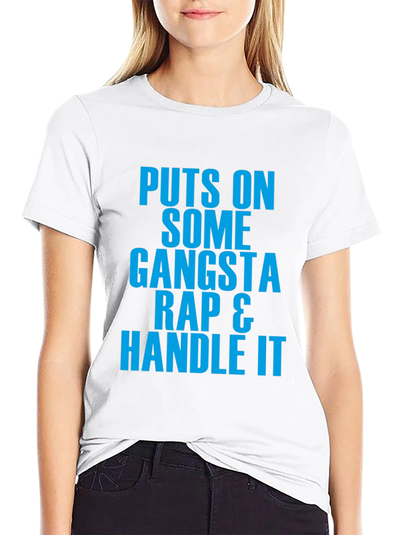 Black Gangsta Rap Graphic Tee - Handle It Black T-Shirt view 9