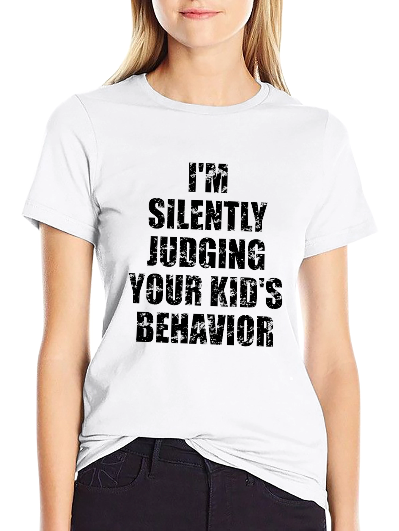 Black Funny 'I'm Silently Judging' Black T-Shirt view 9