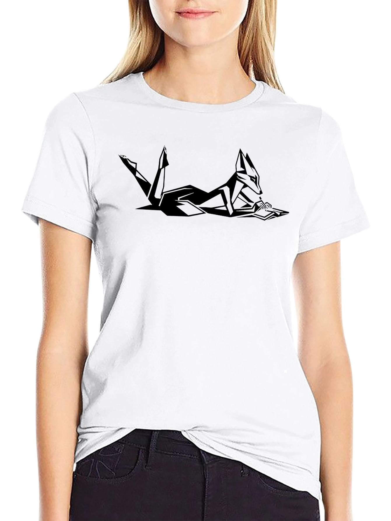 Black Geometric Jackal T-Shirt - Modern Minimalist Design view 9