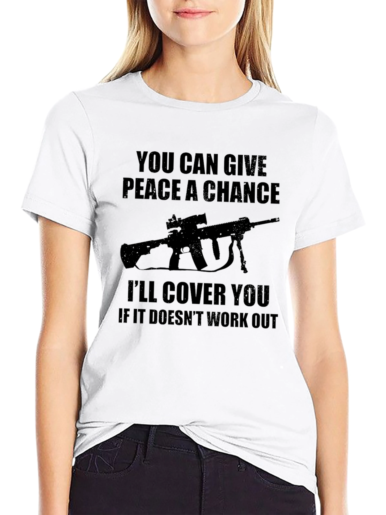 Black Give Peace A Chance T-Shirt view 9