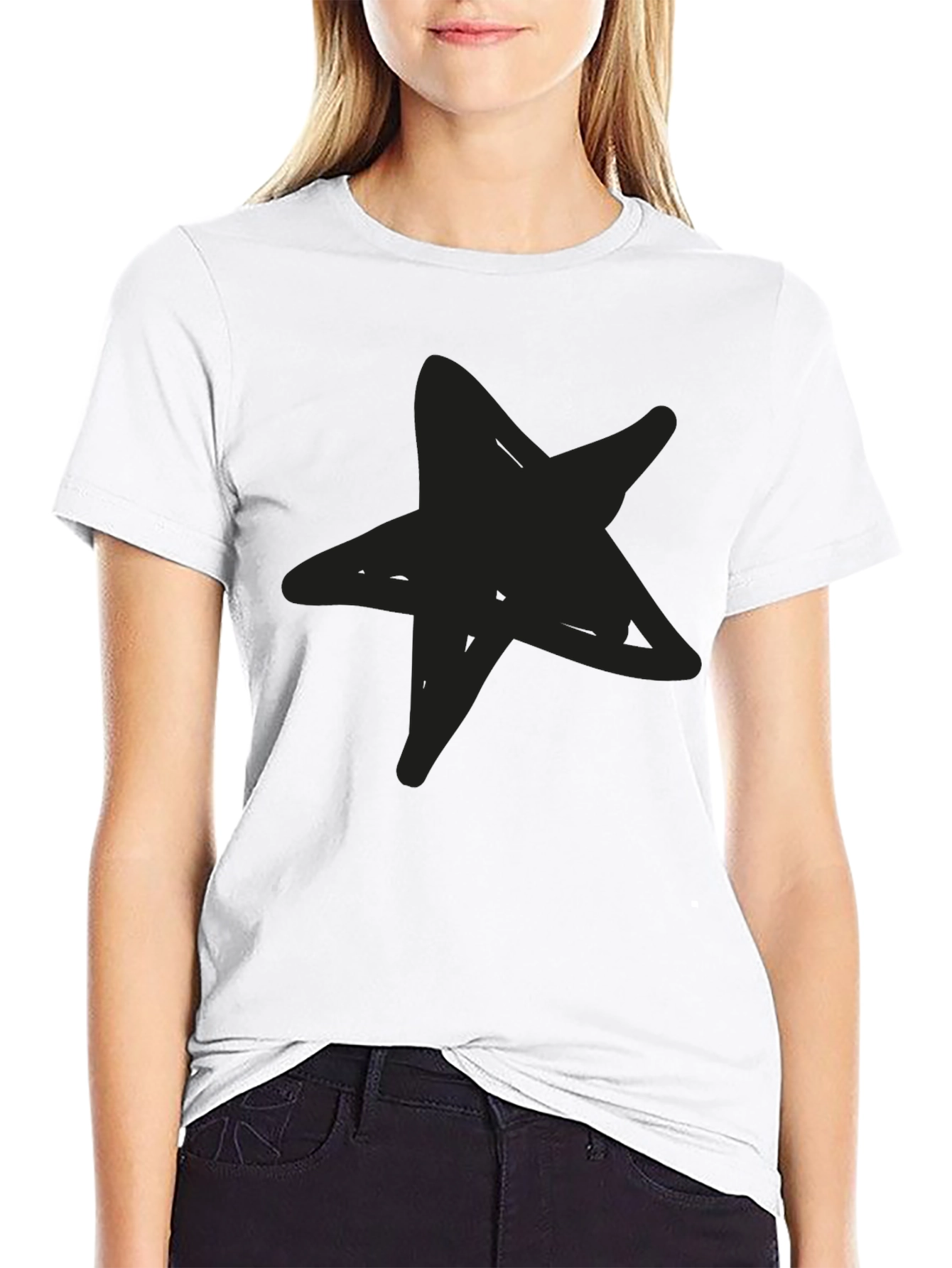 Black Men's Black Star Graphic Tee - Casual Style view 9
