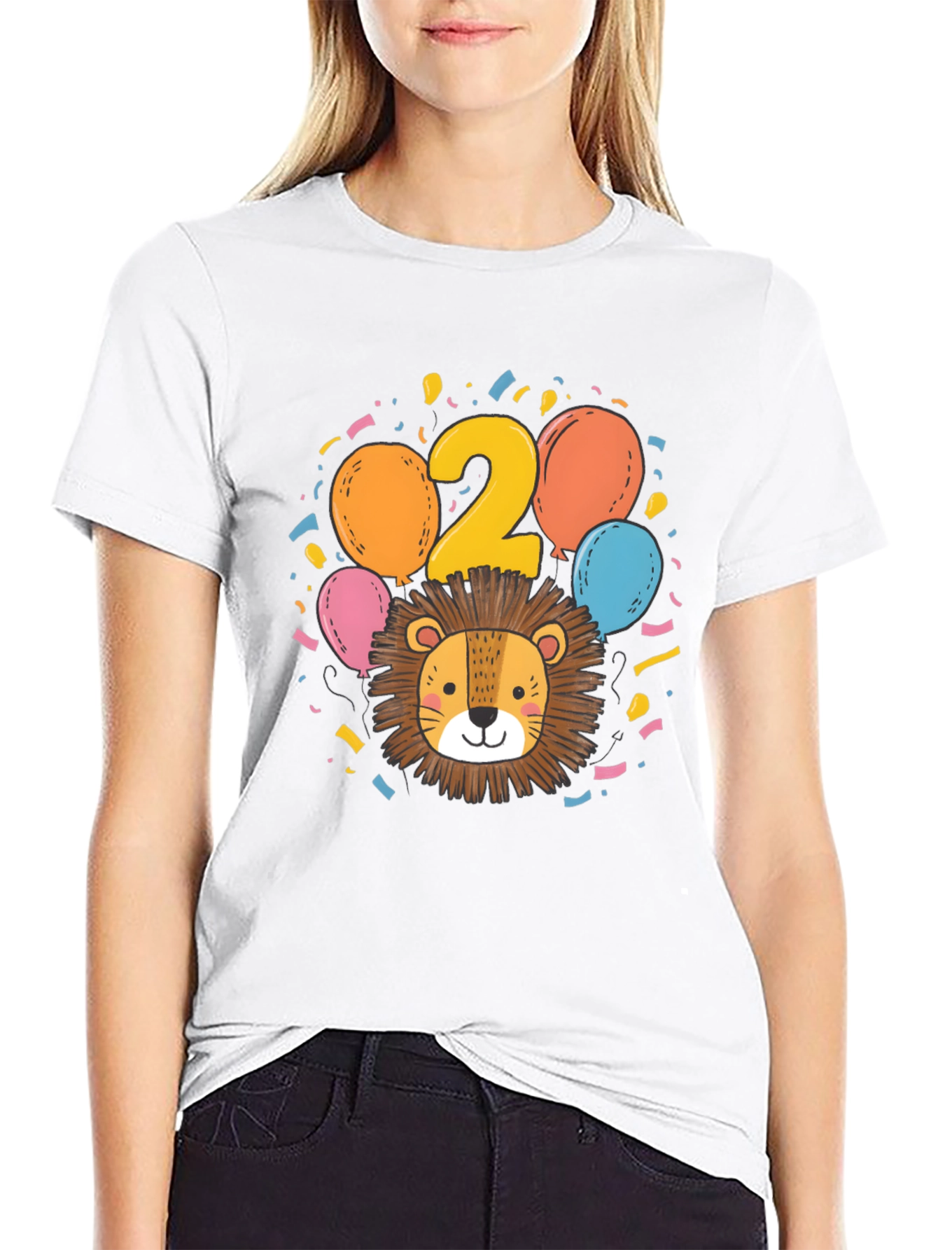 Black Cute Lion 2nd Birthday Black T-Shirt view 9