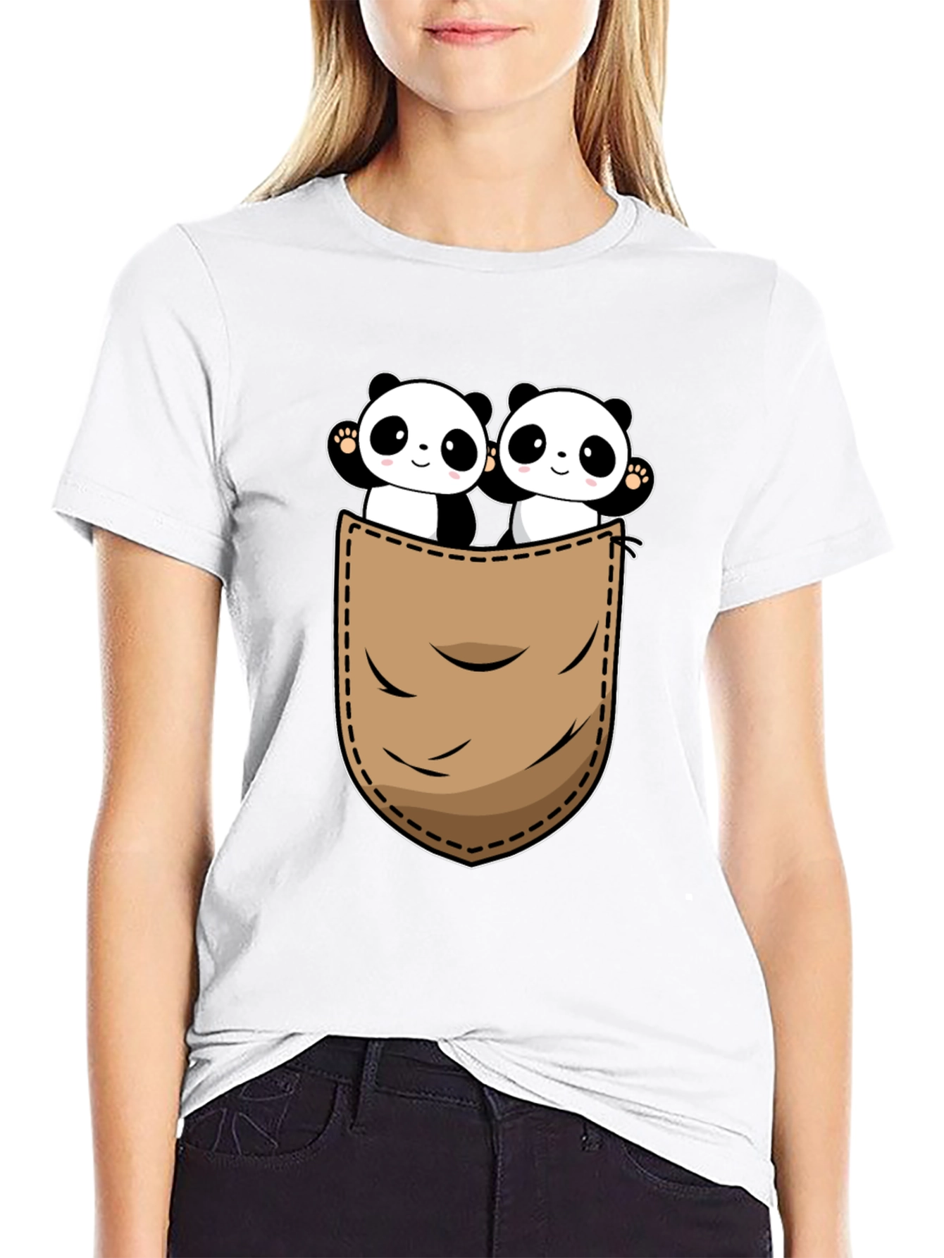 Black Panda Pocket T-Shirt - Cute Graphic Tee view 9