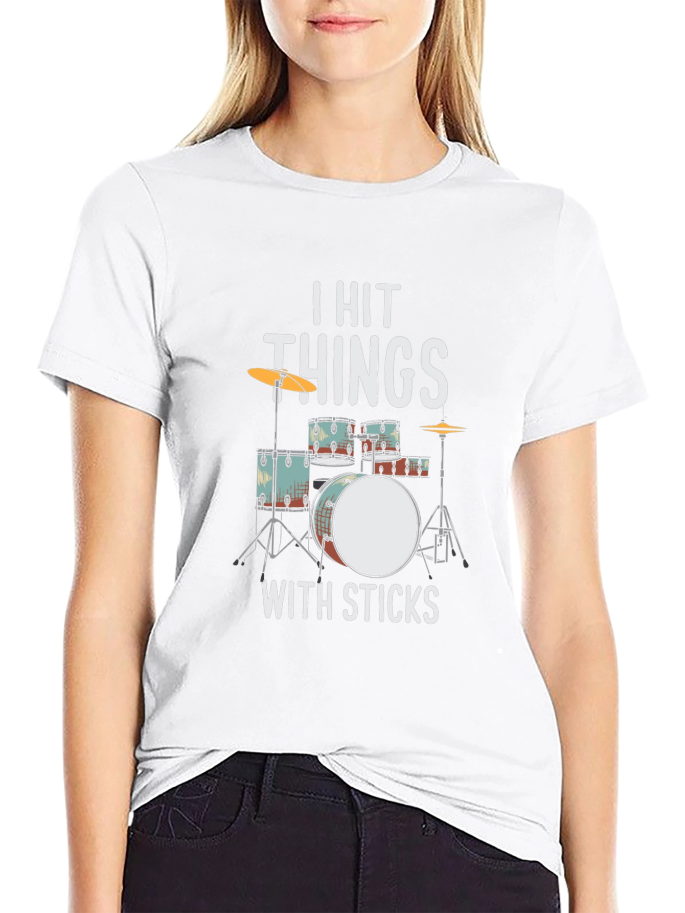 Black I Hit Things With Sticks Drummer T-Shirt view 9