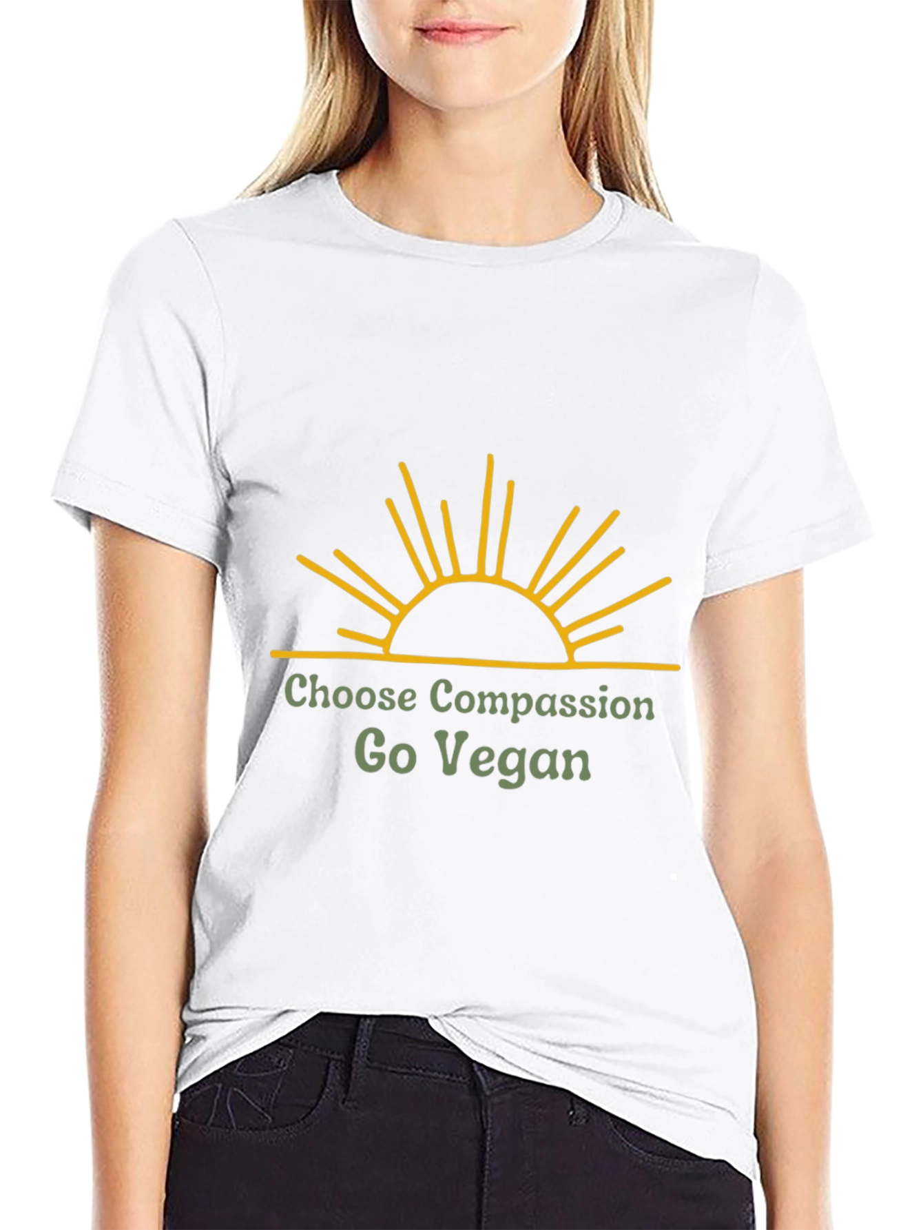 Black Vegan Compassion Tee - Unisex Graphic T-Shirt view 9