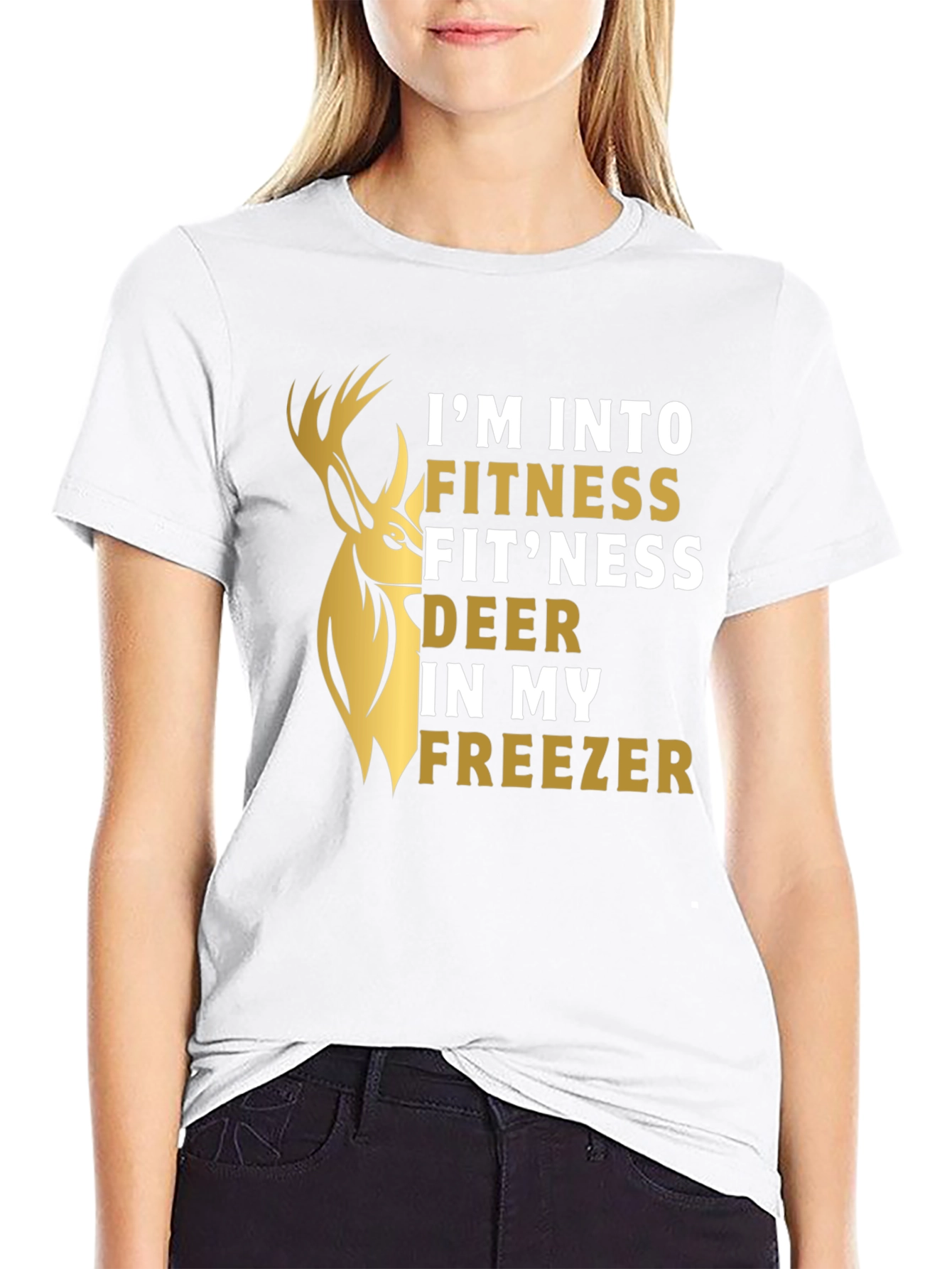 Black Fitness Fit'ness Deer Funny Graphic T-Shirt view 9