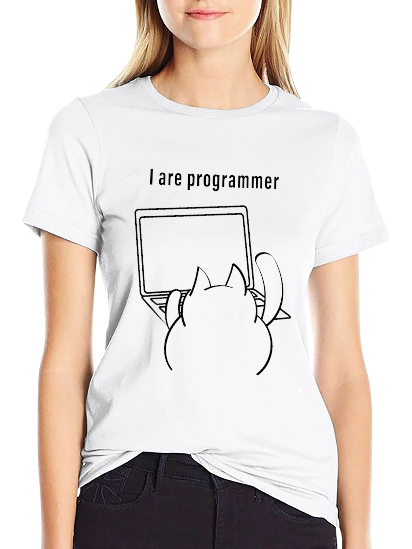 Black I Are Programmer Cat Graphic Tee view 9