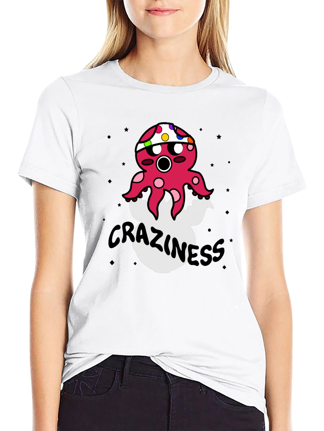 Black Crazy Octopus Graphic T-Shirt view 9